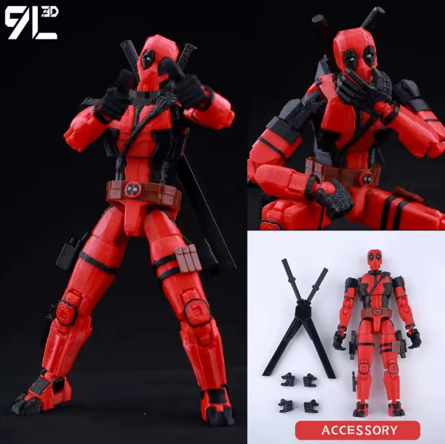 3D Printed Deadpool Wade Wilson - Marvel Characters Action Figures w/ Accessories