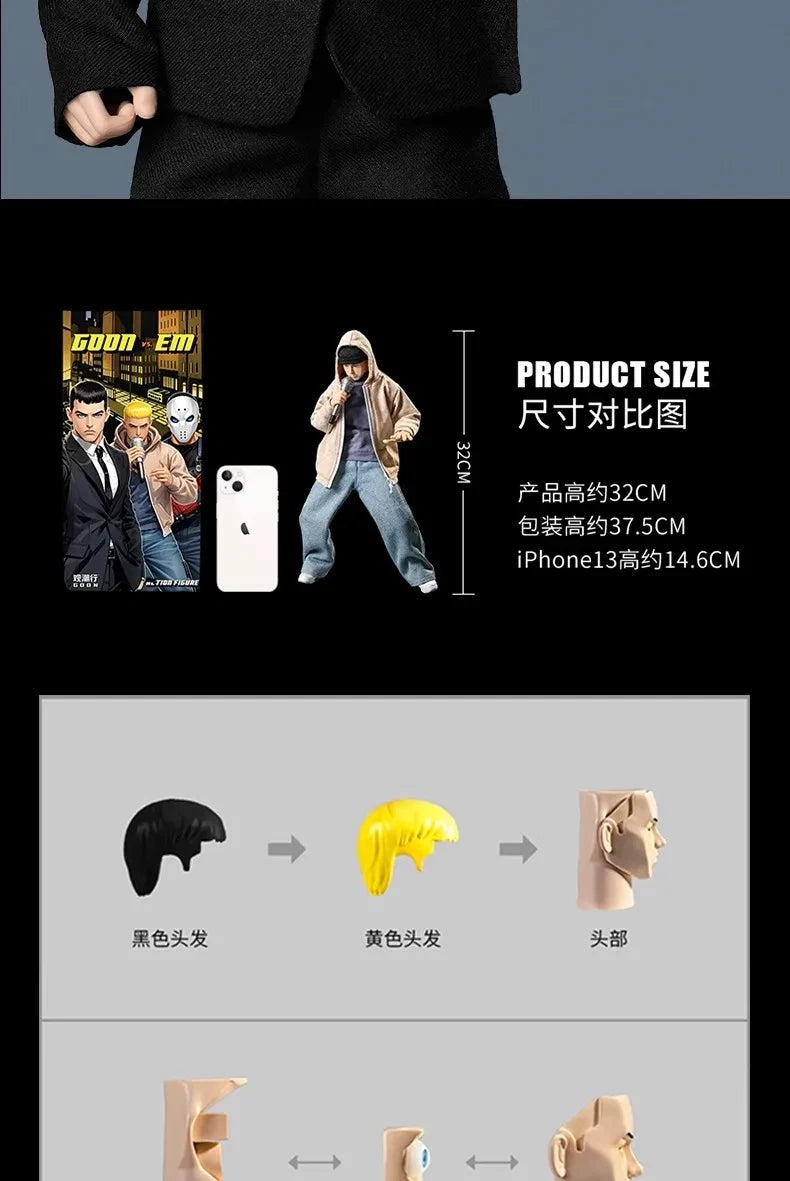 Goon Original 1/6 Scale Trendy Rap god Eminem Set Suit 8 Mile Suit Action Figure