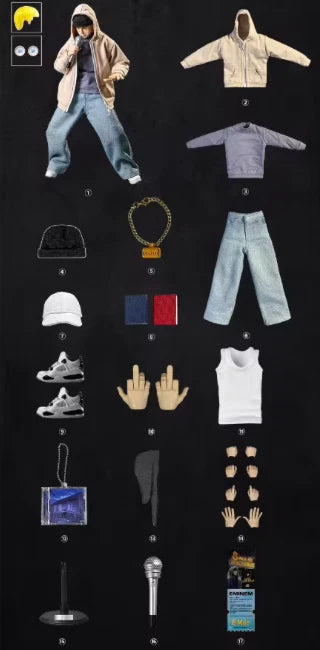 Goon Original 1/6 Scale Trendy Rap god Eminem Set Suit 8 Mile Suit Action Figure