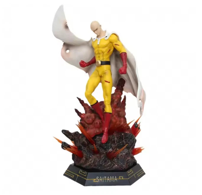 18" Anime ONE PUNCH-MAN Saitama Bald Lightable PVC Statue Boxed Figure Model