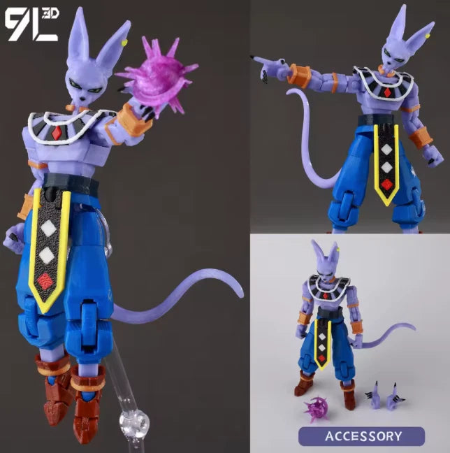 3D Printed Dragon Ball Super Beerus Action Figure Anime God of Destruction Model