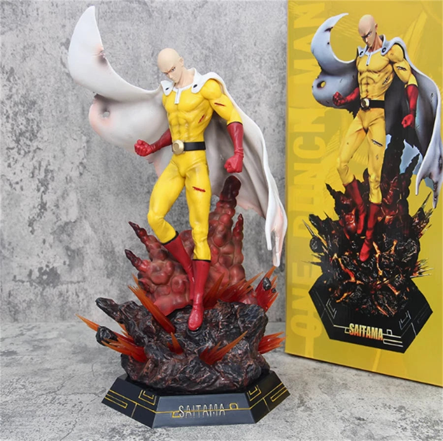 18" Anime ONE PUNCH-MAN Saitama Bald Lightable PVC Statue Boxed Figure Model