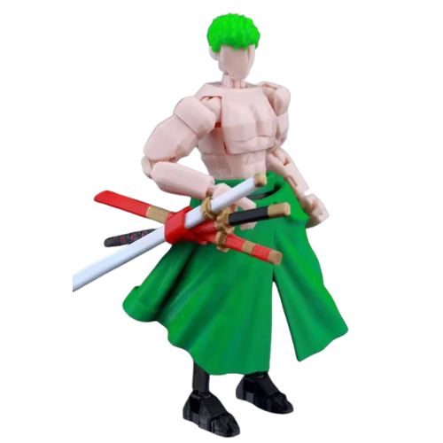 3D Printed One Piece Roronoa Zoro 1/12 Scale Anime Action Figure