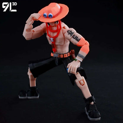 3D Printed One Piece Portgas D Ace 1/12 Scale Anime Action Figure