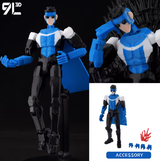 3D Printed Invincible 2.0 Action Figure - Multi-Jointed Movable Superhero Anime V5