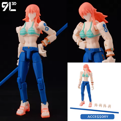 3D Printed One Piece Nami 1/12 Scale Anime Action Figure