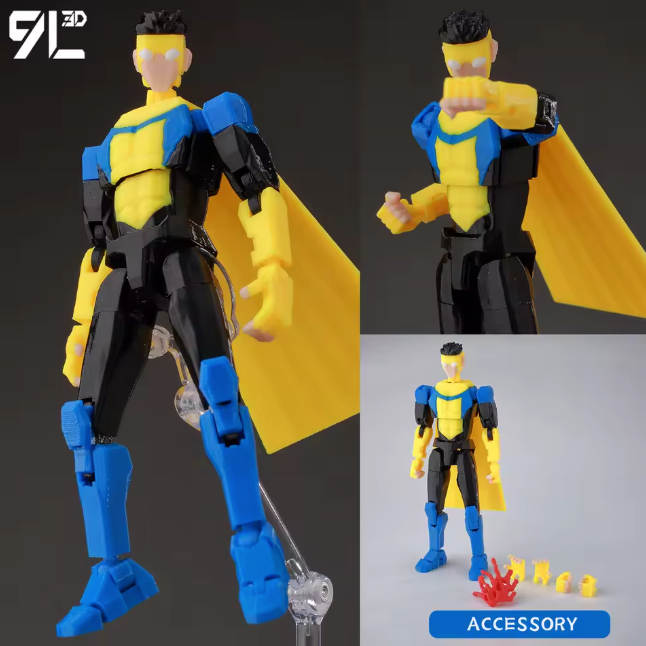 3D Printed Invincible 2.0 Action Figure - Multi-Jointed Movable Superhero Anime