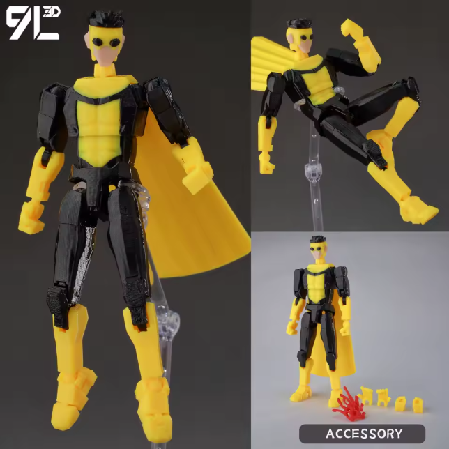 3D Printed Invincible 2.0 Action Figure - Multi-Jointed Movable Superhero Anime V4