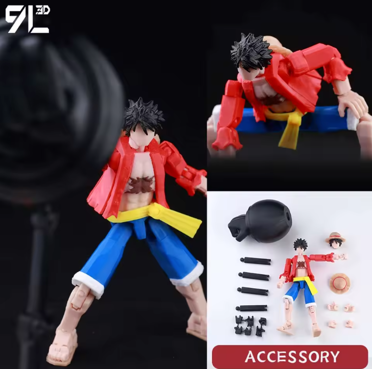 3D Printed One Piece Monkey Luffy 1/12 Scale Anime Action Figure