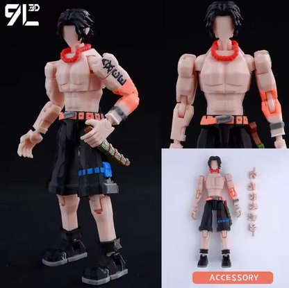 3D Printed One Piece Portgas D Ace 1/12 Scale Anime Action Figure