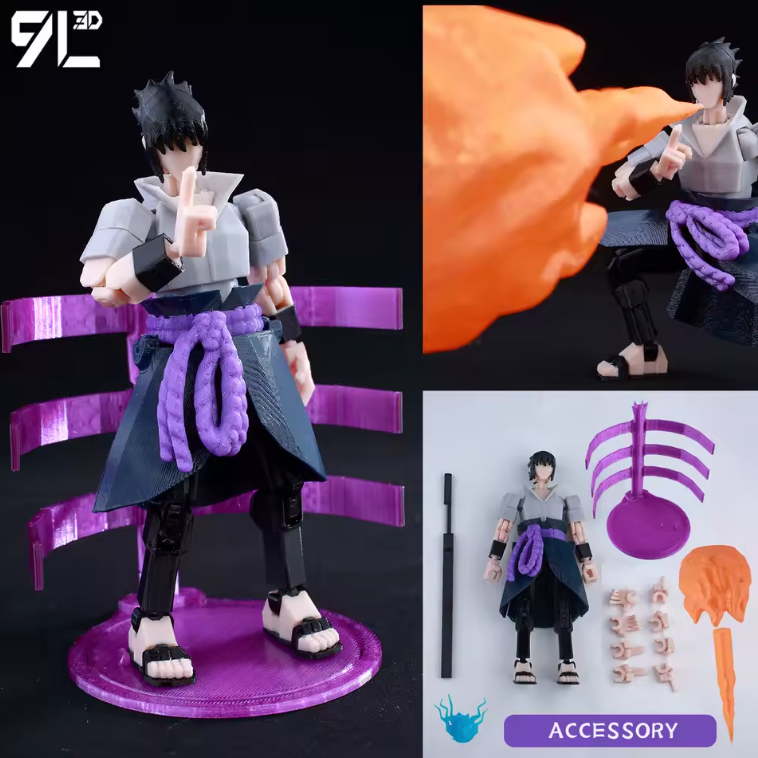 3D Printed Naruto: Shippuden Sasuke 1/12 Scale Anime Action Figure