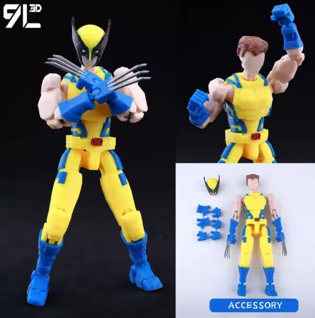 3D Printed Wolverine Logan - Marvel Characters Action Figures w/ Accessories