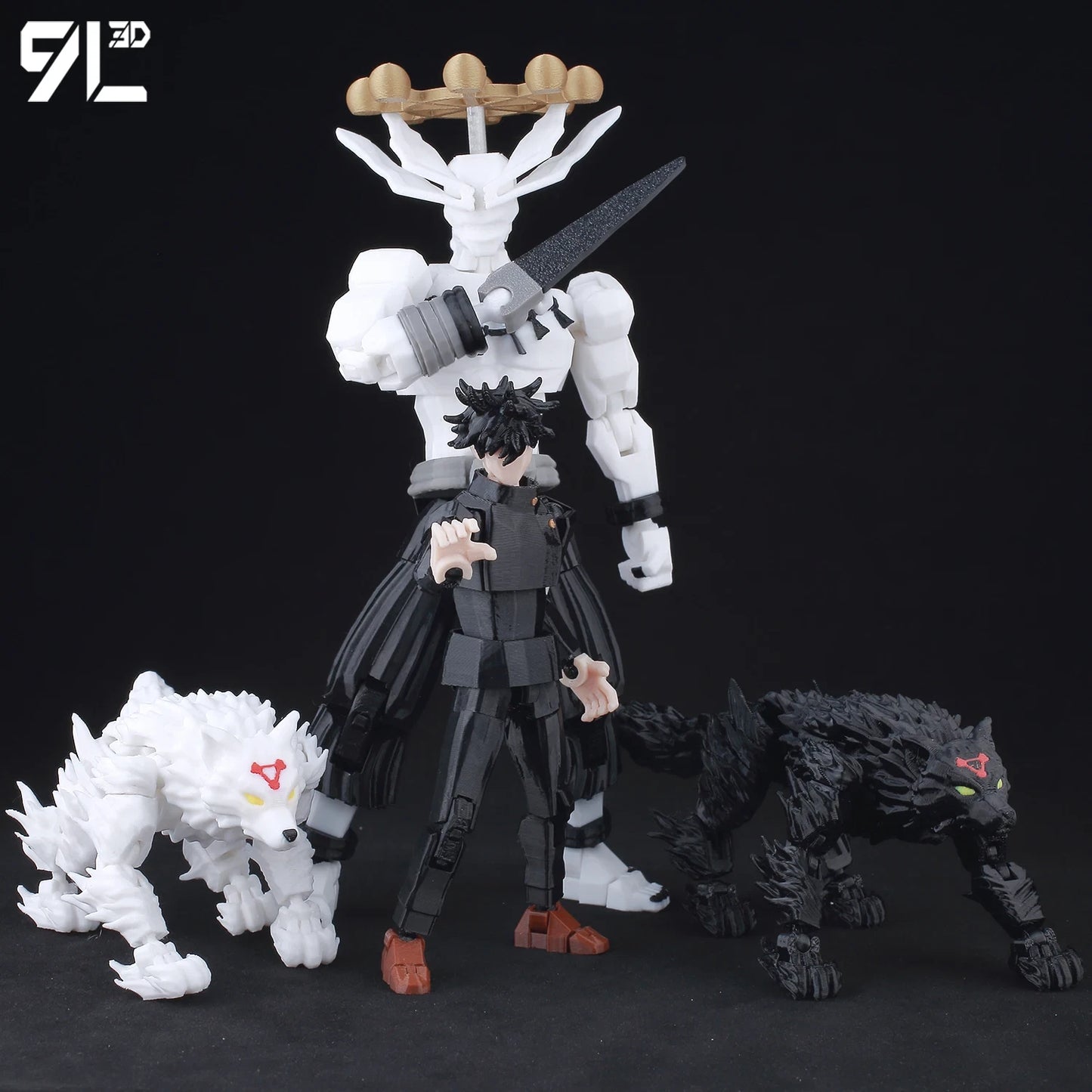 3D Printed 5.5" Jujutsu Kaisen Toy Megumi Fushiguro w/ Divine Dogs Action Figure