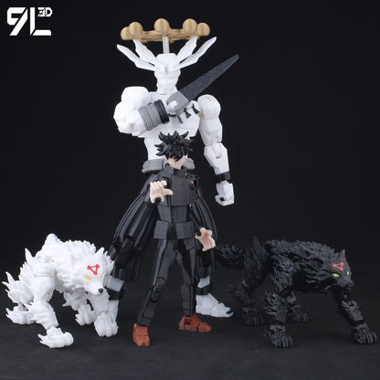 3D Printed 5.5" Jujutsu Kaisen Toy Megumi Fushiguro w/ Divine Dogs Action Figure