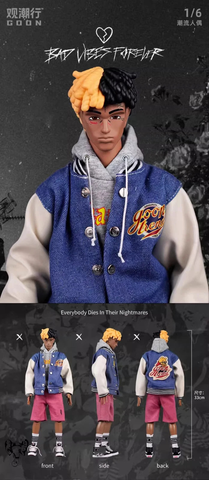 RIP XXXTENTACION RAP SAD! 12 Inch Action Figure Set 1/6 action 1/2 type Popstar Collection