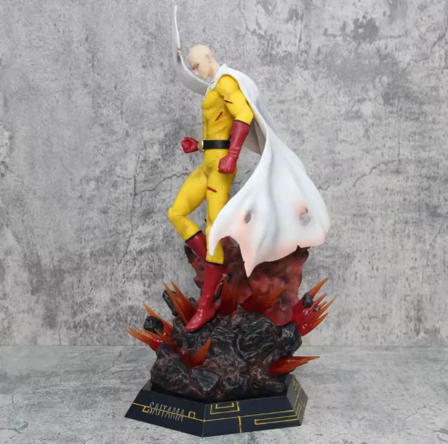 18" Anime ONE PUNCH-MAN Saitama Bald Lightable PVC Statue Boxed Figure Model