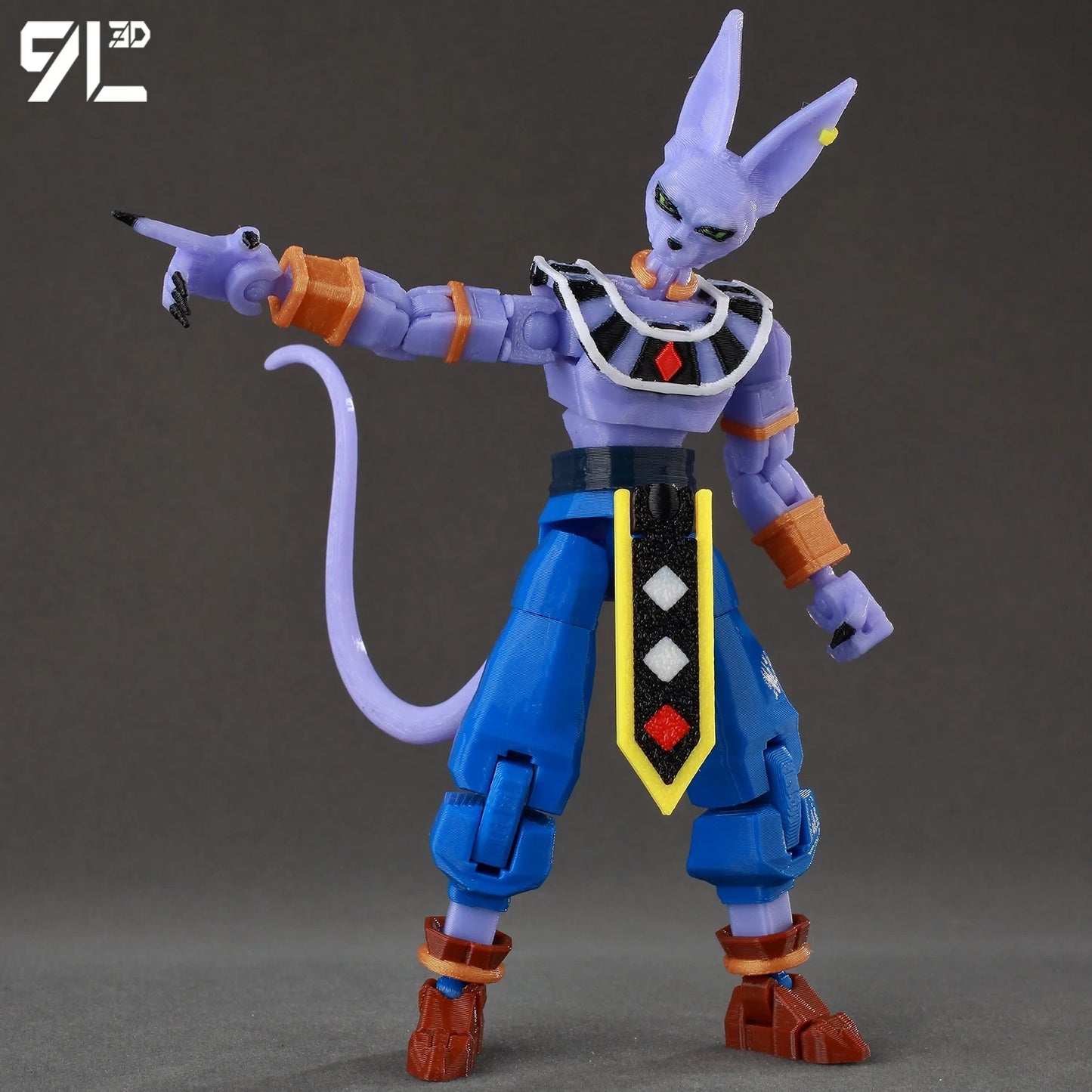 3D Printed Dragon Ball Super Beerus Action Figure Anime God of Destruction Model