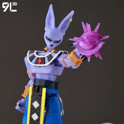 3D Printed Dragon Ball Super Beerus Action Figure Anime God of Destruction Model