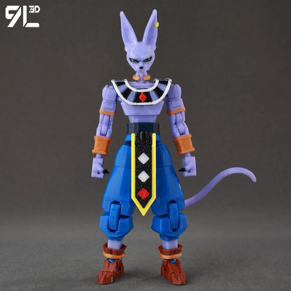 3D Printed Dragon Ball Super Beerus Action Figure Anime God of Destruction Model