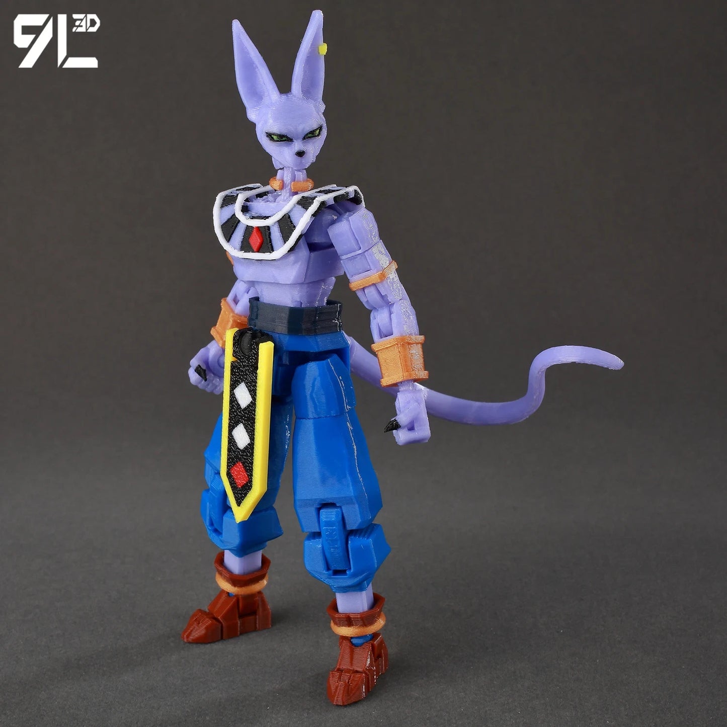3D Printed Dragon Ball Super Beerus Action Figure Anime God of Destruction Model