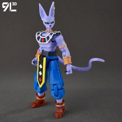 3D Printed Dragon Ball Super Beerus Action Figure Anime God of Destruction Model