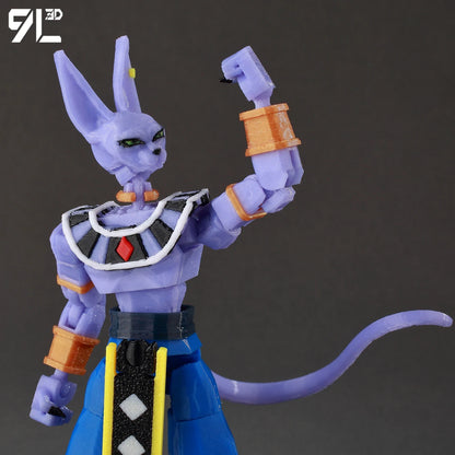 3D Printed Dragon Ball Super Beerus Action Figure Anime God of Destruction Model
