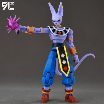 3D Printed Dragon Ball Super Beerus Action Figure Anime God of Destruction Model
