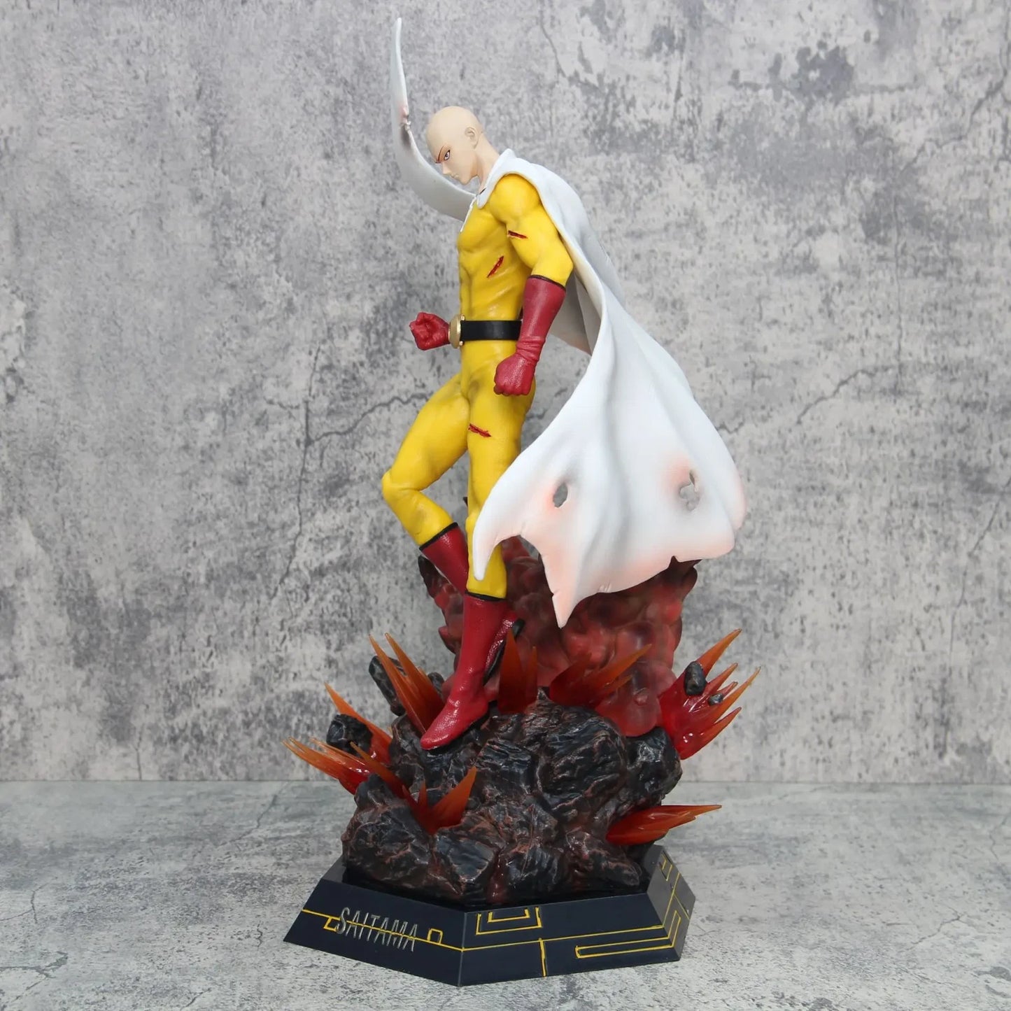 18" Anime ONE PUNCH-MAN Saitama Bald Lightable PVC Statue Boxed Figure Model