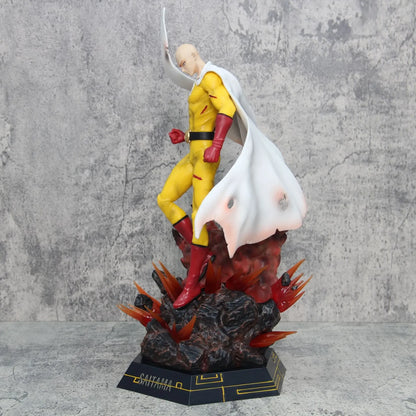 18" Anime ONE PUNCH-MAN Saitama Bald Lightable PVC Statue Boxed Figure Model